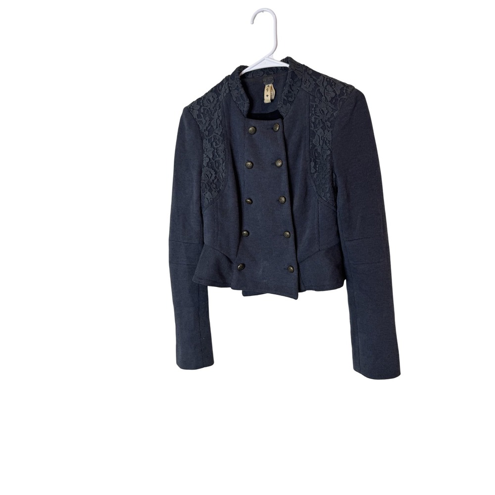 Free People We The Free‎ Jacket Womens 4 Military Lace Peplum Double Breasted